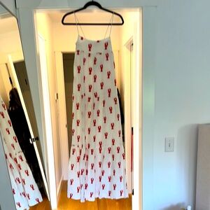 Show Me Your MuMu White Dress with Red Lobster Pattern